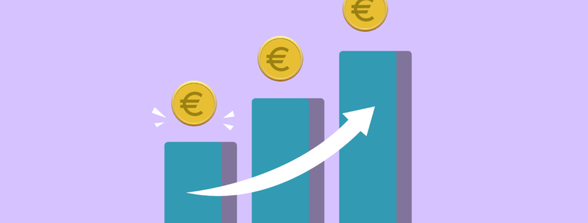 Graph with increasing euro profitable investment